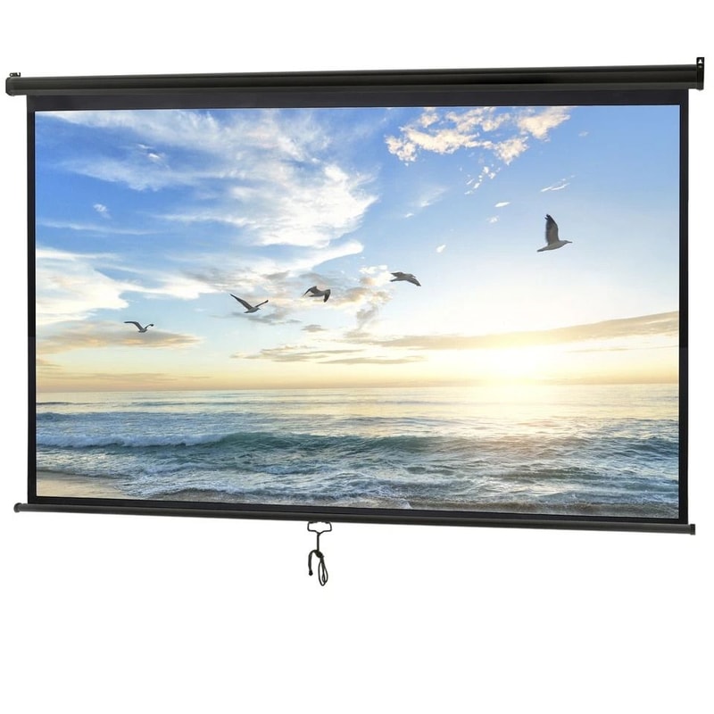 Portable Pull Down HD Projection Screen Adjustable Perfect For Home Office Indoor Outdoor Use 8