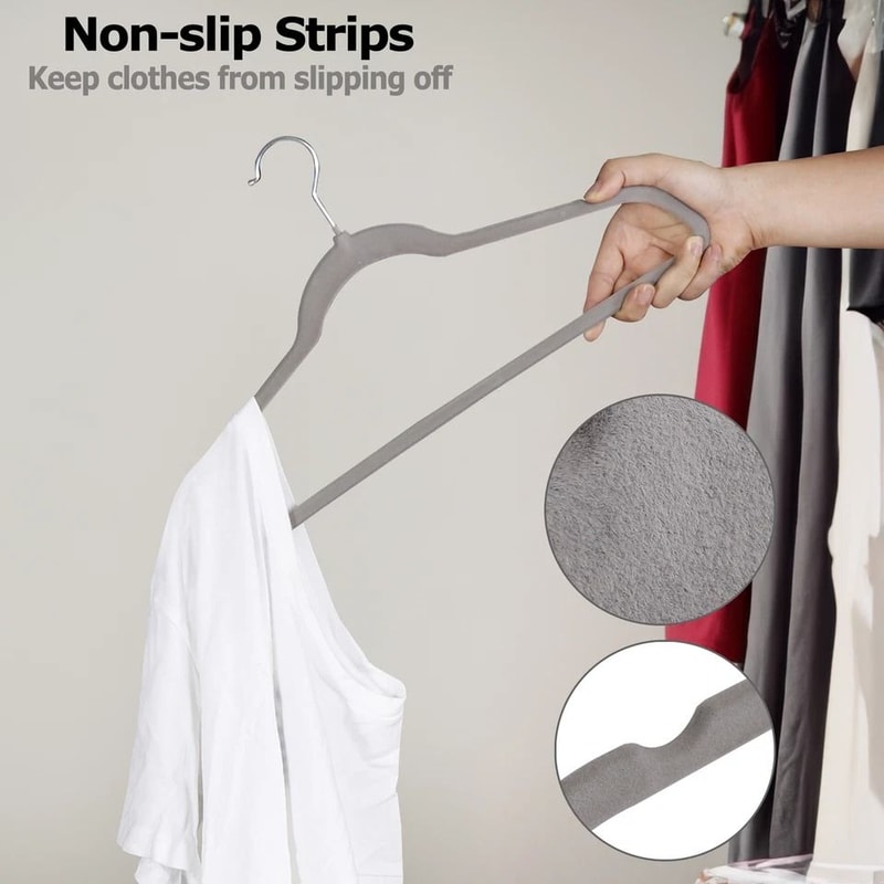Premium NonSlip Velvet Clothes Hangers Flocked Hangers For Suits Shirts And Pants Swivel Hook 2