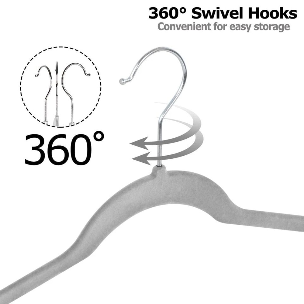 Premium NonSlip Velvet Clothes Hangers Flocked Hangers For Suits Shirts And Pants Swivel Hook 8
