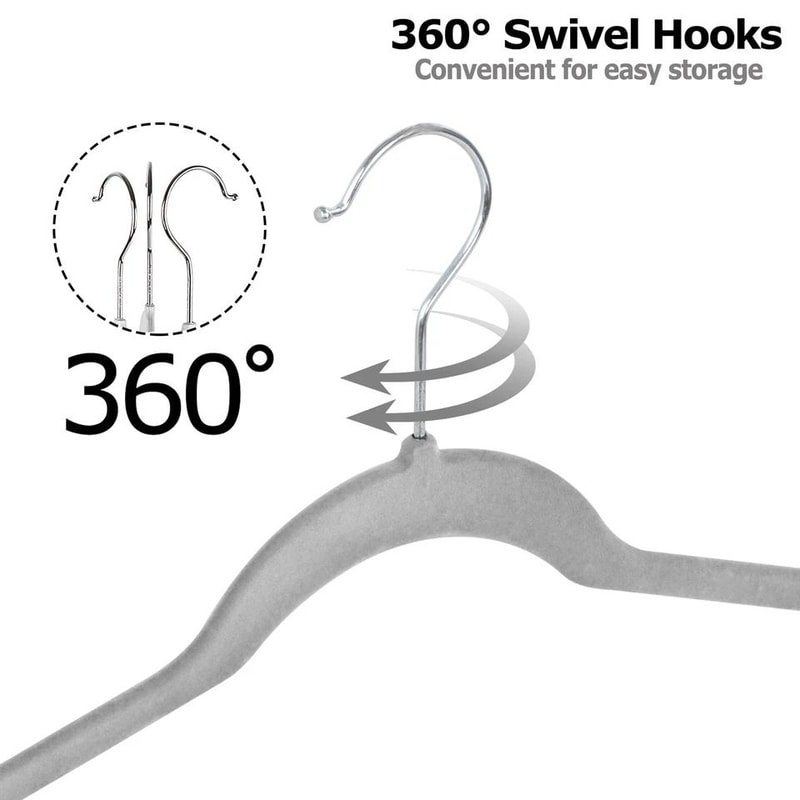 Premium NonSlip Velvet Clothes Hangers Flocked Hangers For Suits Shirts And Pants Swivel Hook 8