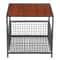 Mahogany Coffee Table With Storage Basket Sturdy Side Table Organizer Versatile Home Furniture For 3