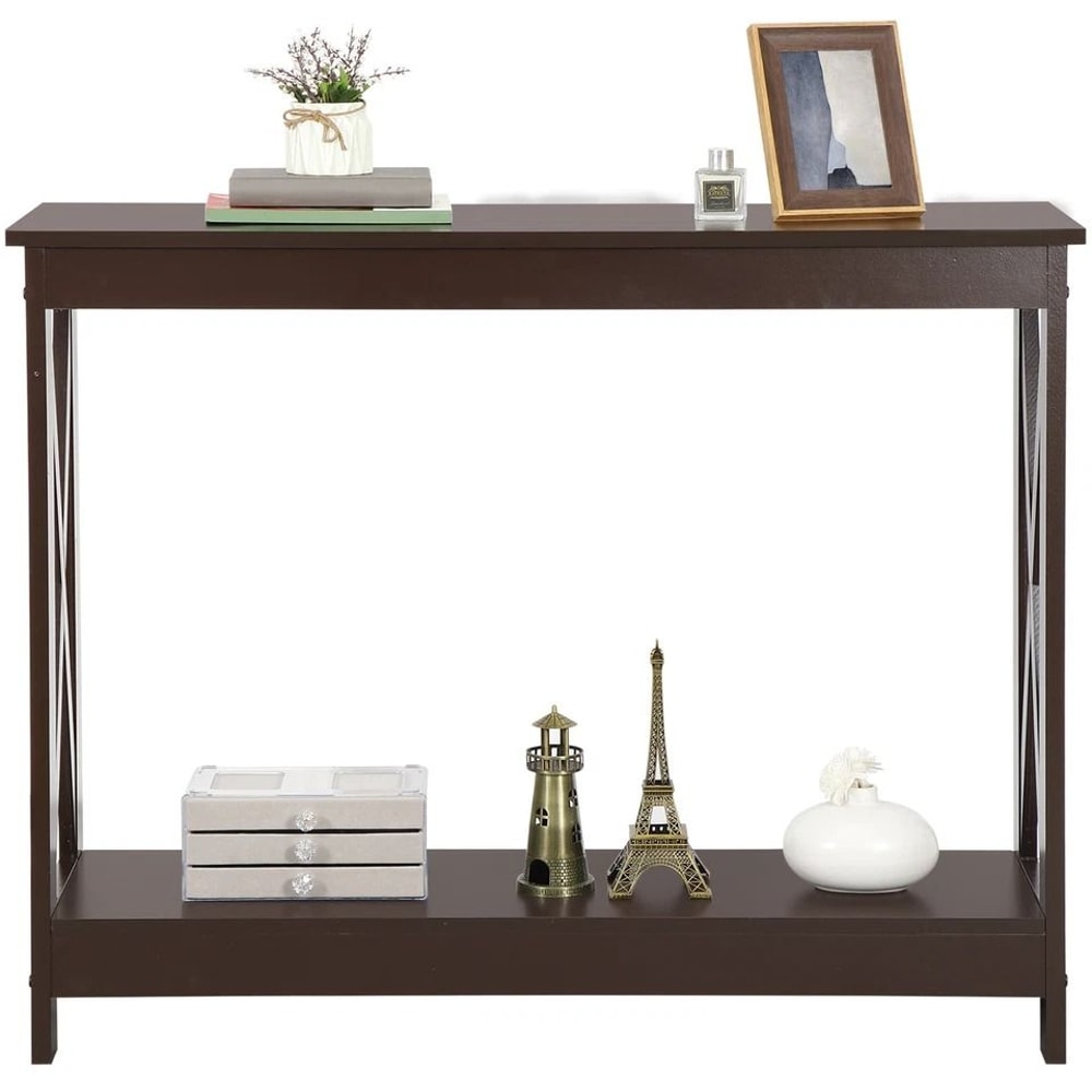 Console Table Square Brown Hallway Table Coffee Table Oxford Entryway Storage Table Durable Elega 9