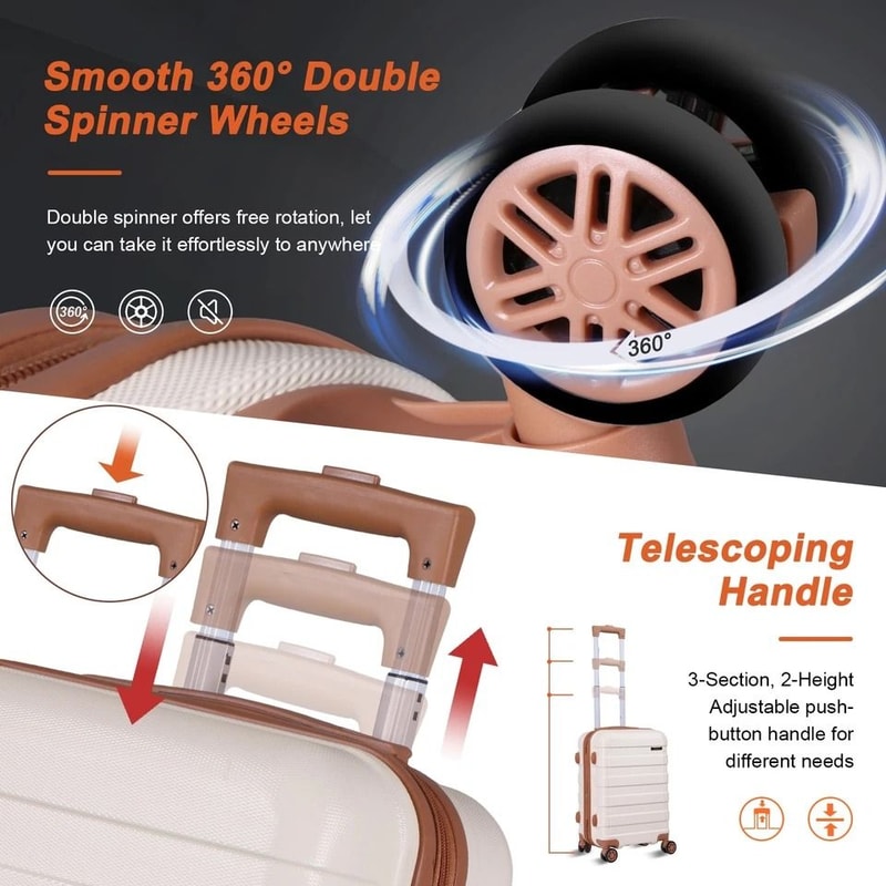 White Hardside Carry On Spinner Luggage Expandable Suitcase With Wheels Travel Bag 4