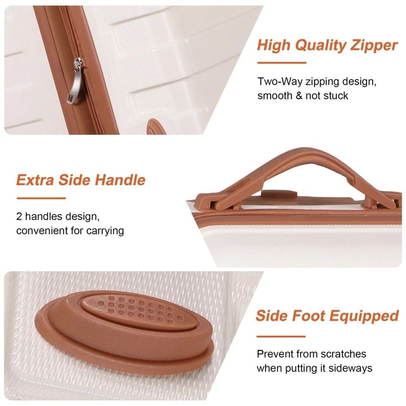 White Hardside Carry On Spinner Luggage Expandable Suitcase With Wheels Travel Bag 6