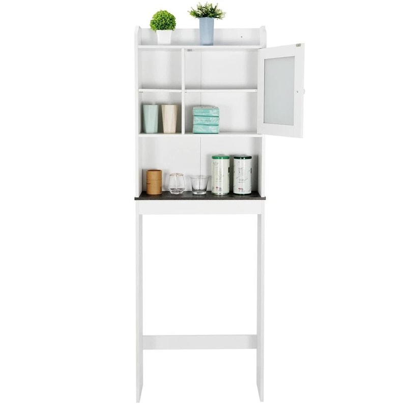 Over Toilet Space Saver Bathroom Floor Cabinet White Wood Storage Shelf Rack Perfect For Organizati 3