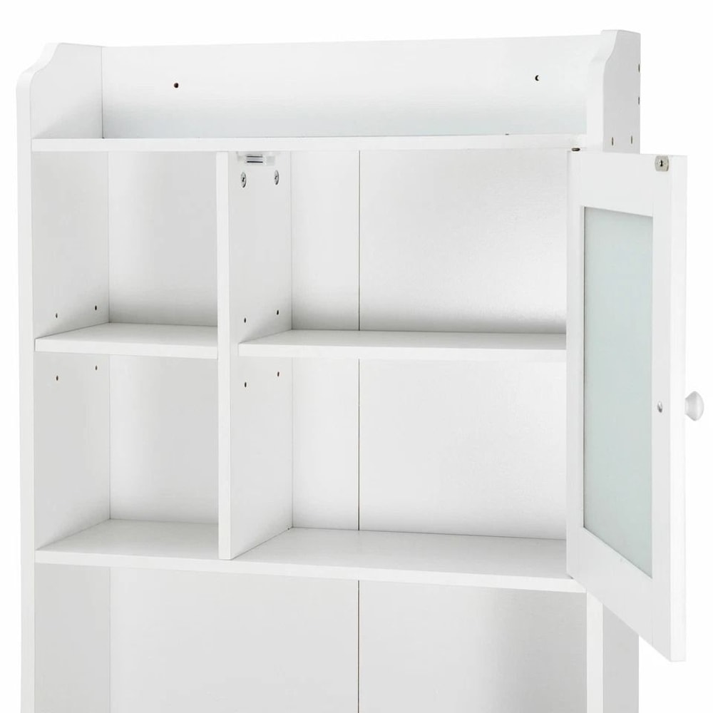 Over Toilet Space Saver Bathroom Floor Cabinet White Wood Storage Shelf Rack Perfect For Organizati 4