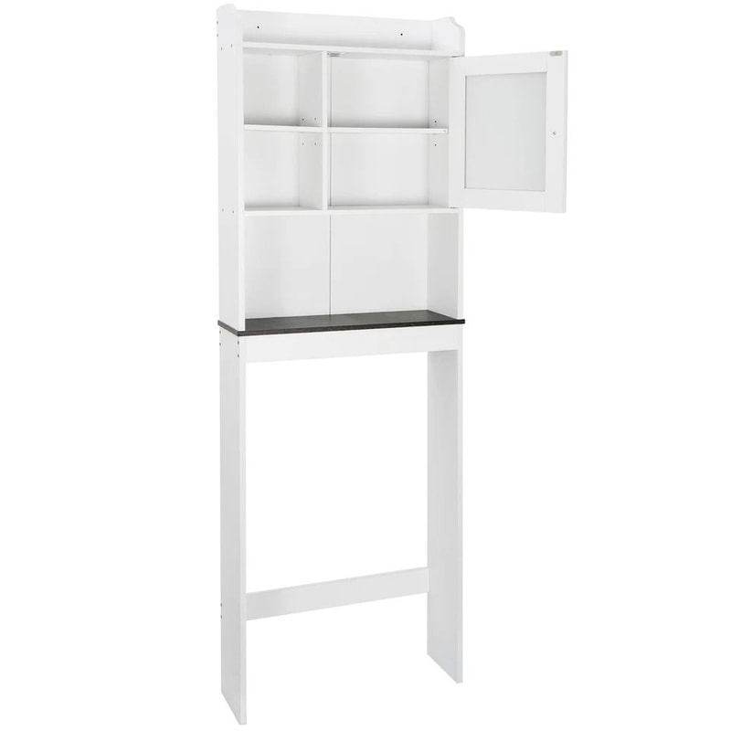 Over Toilet Space Saver Bathroom Floor Cabinet White Wood Storage Shelf Rack Perfect For Organizati 5
