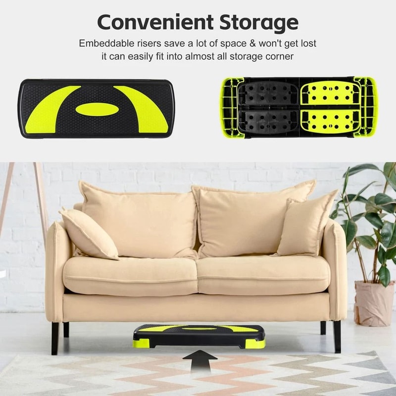 Adjust Exercise Stepper For Home Gym Fitness Aerobic Step With Yellow Risers 6