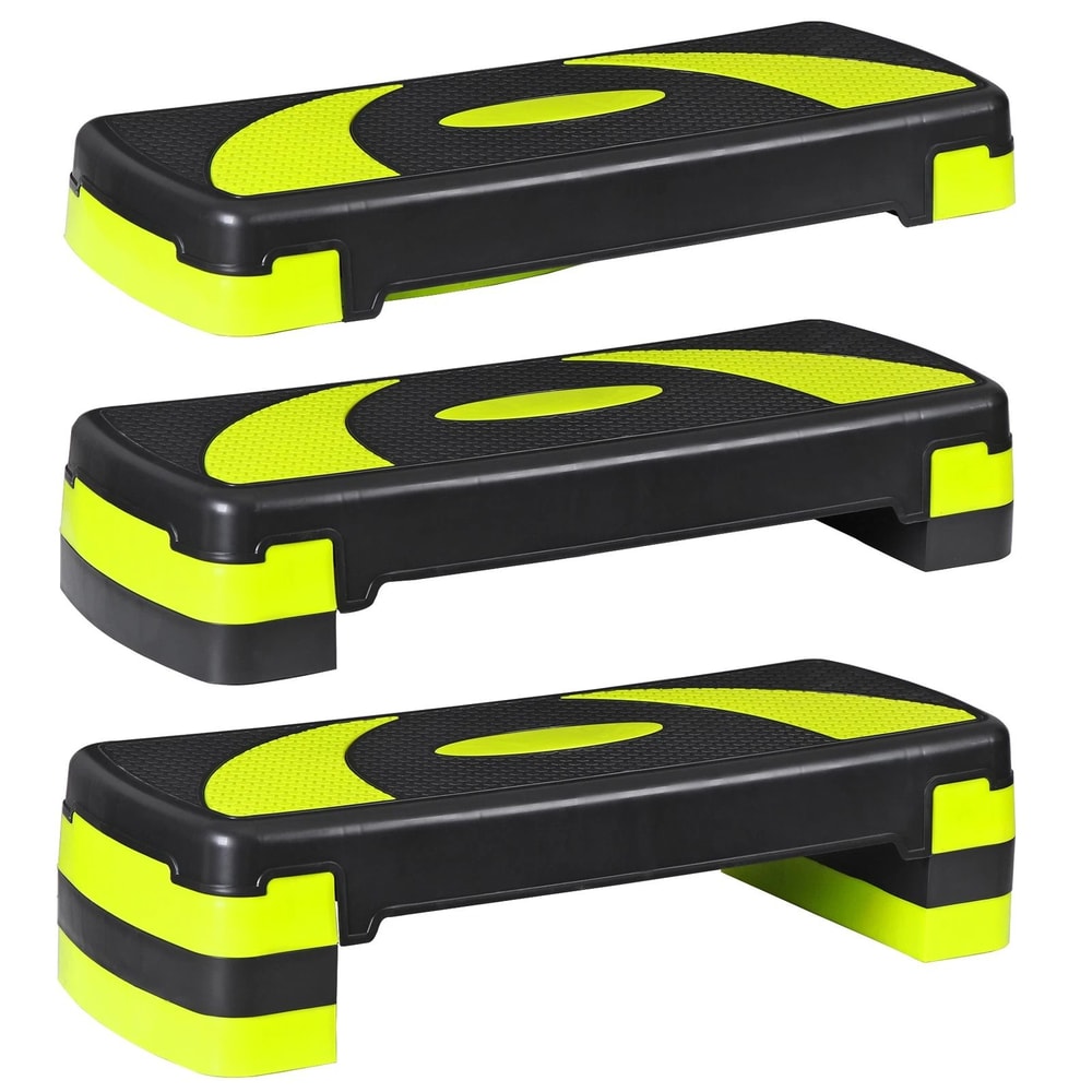 Adjust Exercise Stepper For Home Gym Fitness Aerobic Step With Yellow Risers 3