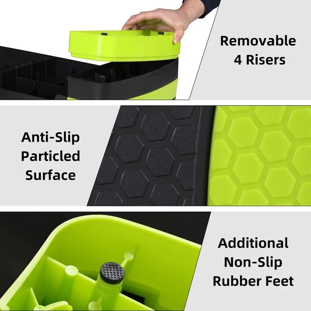 Adjust Exercise Stepper For Home Gym Fitness Aerobic Step With Yellow Risers 7