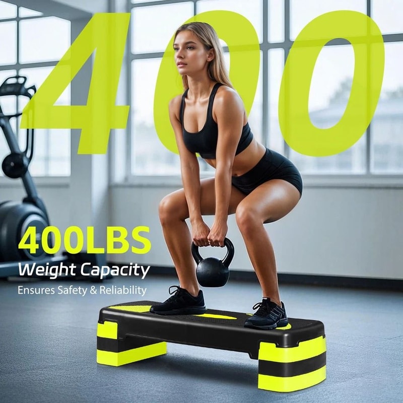 Adjust Exercise Stepper For Home Gym Fitness Aerobic Step With Yellow Risers 2