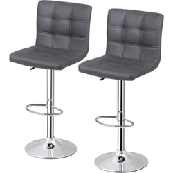 stylish gray pu leather bar stools, adjustable height, swivel, and backrest for counter use, perfect for kitchens