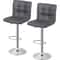 Stylish Gray PU Leather Bar Stools Adjustable Height Swivel And Backrest For Counter Use Perfect Fo 0