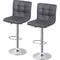 Stylish Gray PU Leather Bar Stools Adjustable Height Swivel And Backrest For Counter Use Perfect Fo 0