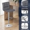 Stylish Gray PU Leather Bar Stools Adjustable Height Swivel And Backrest For Counter Use Perfect Fo 7