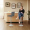 Stylish Gray PU Leather Bar Stools Adjustable Height Swivel And Backrest For Counter Use Perfect Fo 1