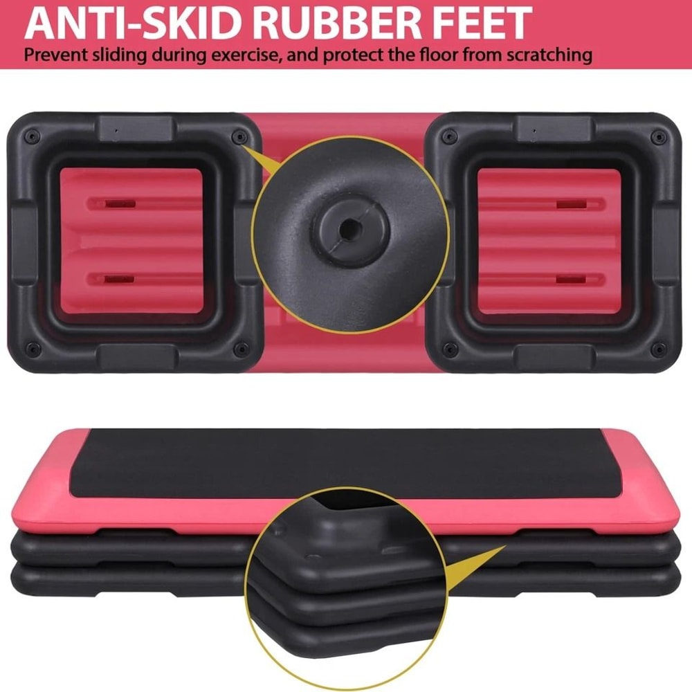 Aerobic Stepper Adjustable Training Exercise Platform Workout Step For Fitness Pink Home Exercise E 4