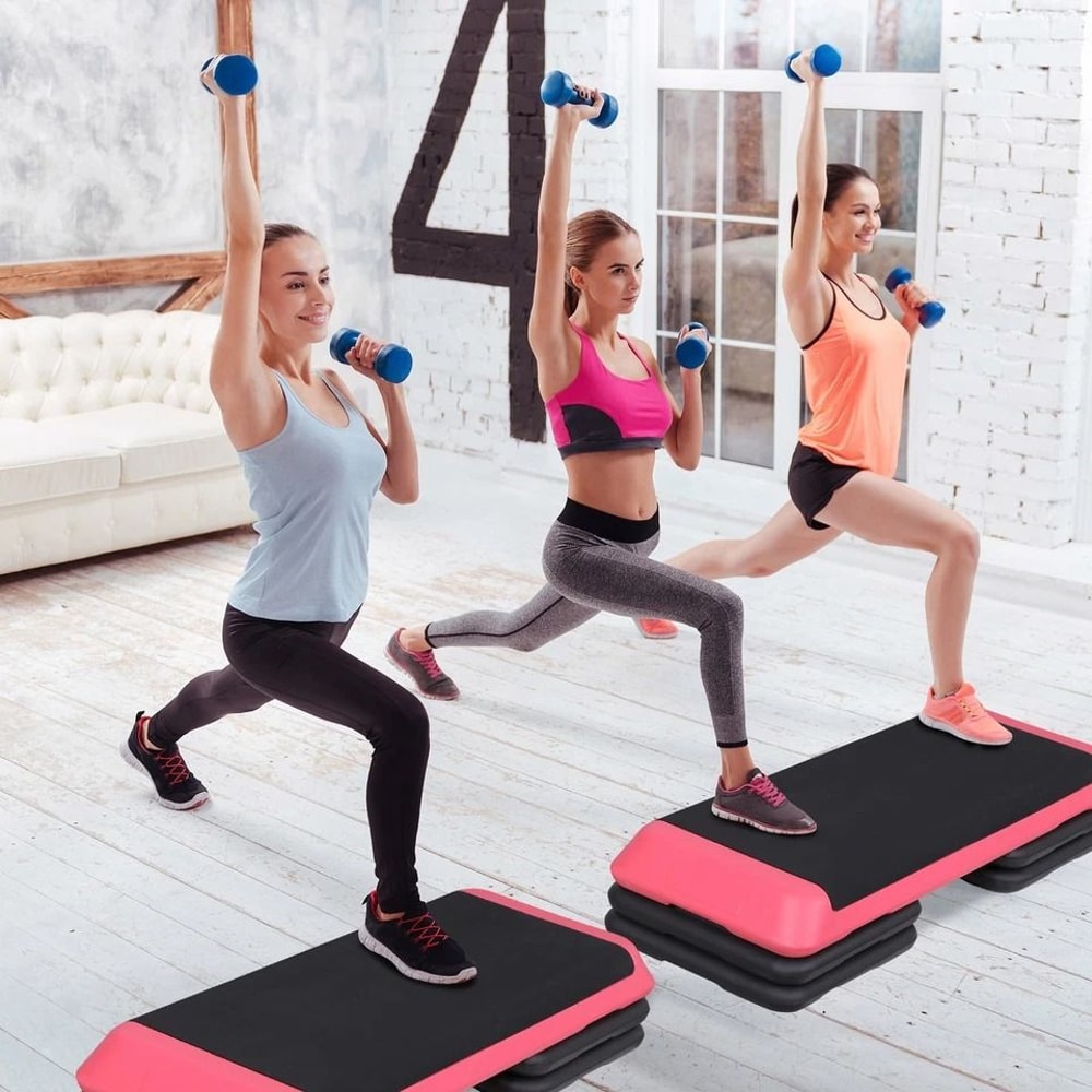 Aerobic Stepper Adjustable Training Exercise Platform Workout Step For Fitness Pink Home Exercise E 11