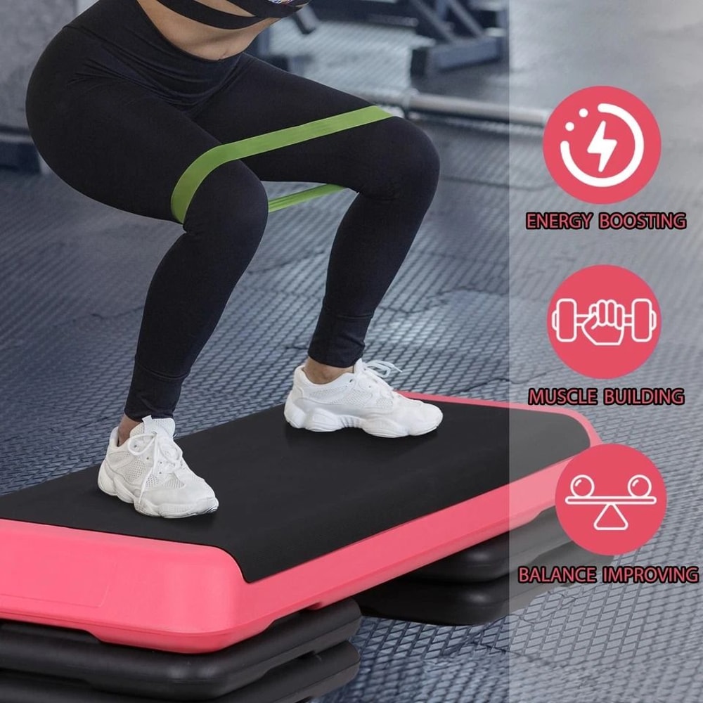 Aerobic Stepper Adjustable Training Exercise Platform Workout Step For Fitness Pink Home Exercise E 7