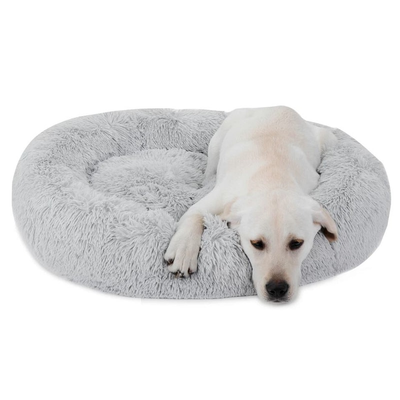 Calming Fur Donut Cuddler For Dogs And Cats Soft Polyester Bed Warmer Pet Bed For Joint Pain Relief 1