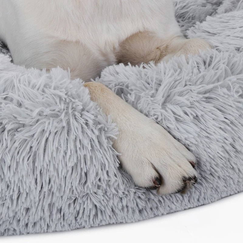 Calming Fur Donut Cuddler For Dogs And Cats Soft Polyester Bed Warmer Pet Bed For Joint Pain Relief 4