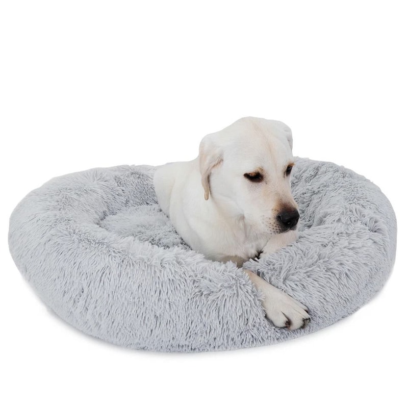 Calming Fur Donut Cuddler For Dogs And Cats Soft Polyester Bed Warmer Pet Bed For Joint Pain Relief 5