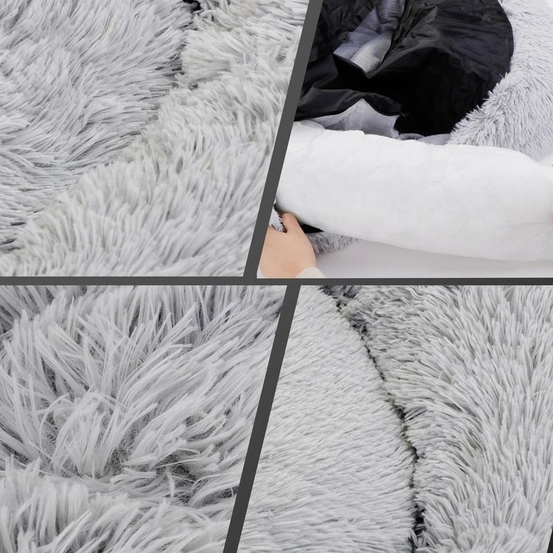 Calming Fur Donut Cuddler For Dogs And Cats Soft Polyester Bed Warmer Pet Bed For Joint Pain Relief 10