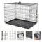 Folding Metal Dog Crate For Large Dogs Wire Dog Kennels Black Heavy Duty LeakProof Pan 10