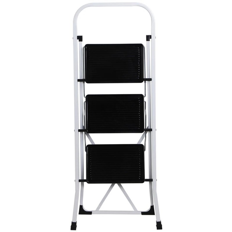 Ladder Safety Non Slip Mat Tread Foldable Kitchen Steel Step Stool White Heavy Duty Platform 10