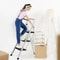 Ladder Safety Non Slip Mat Tread Foldable Kitchen Steel Step Stool White Heavy Duty Platform 7
