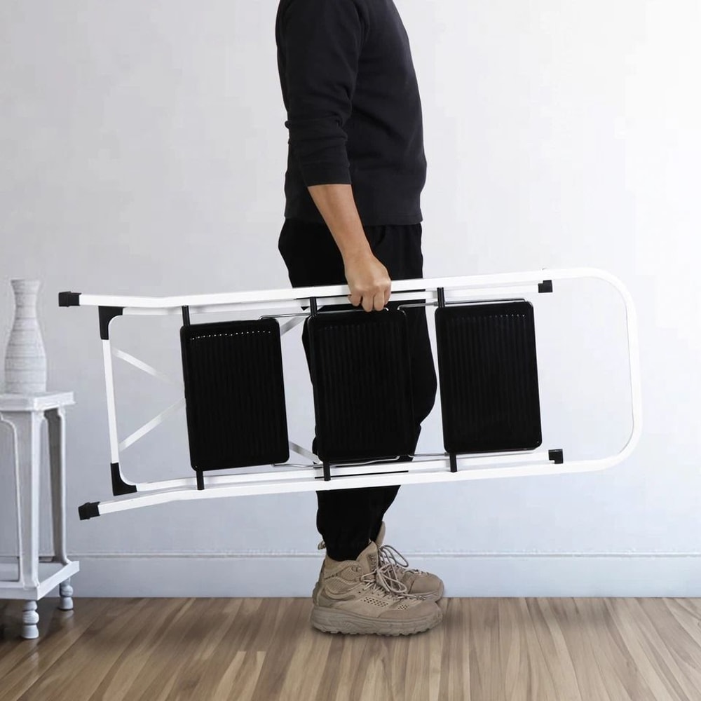 Ladder Safety Non Slip Mat Tread Foldable Kitchen Steel Step Stool White Heavy Duty Platform 1