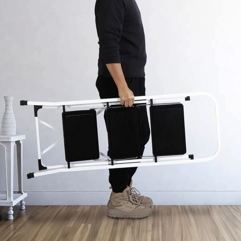 Ladder Safety Non Slip Mat Tread Foldable Kitchen Steel Step Stool White Heavy Duty Platform 1