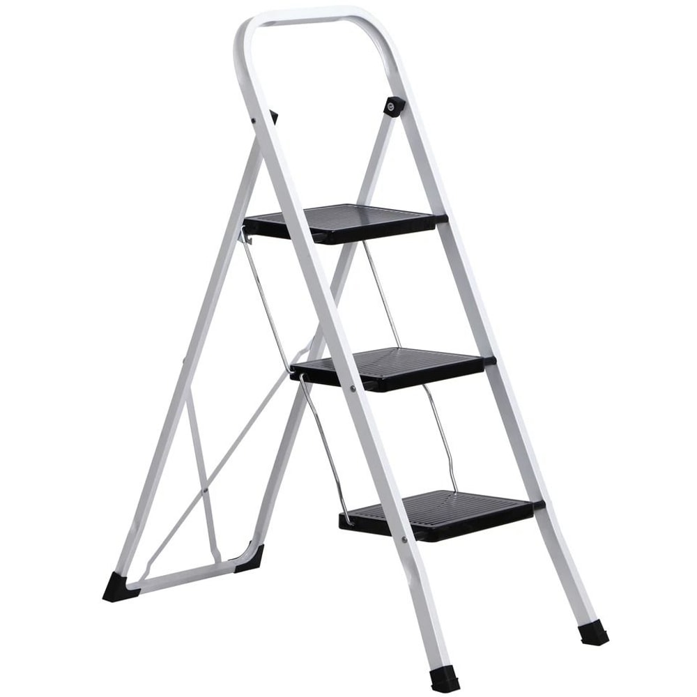 Ladder Safety Non Slip Mat Tread Foldable Kitchen Steel Step Stool White Heavy Duty Platform 9