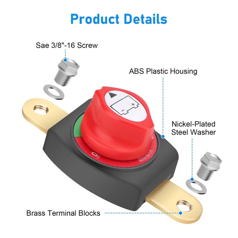 Switch Battery Cut Master Switch Isolator Top Post Battery Disconnect Marine RV Car 2