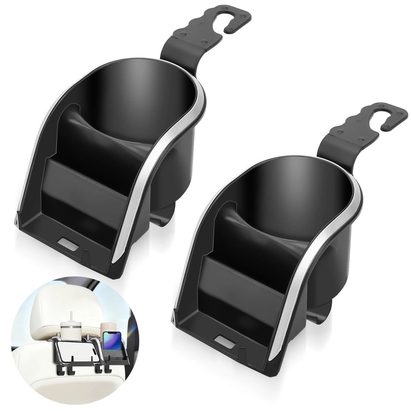 Seat Back Hook Phone Cup Drink Holder Multifunctional Car Headrest Organizer With Charging Port 0