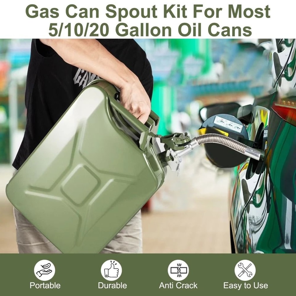 Stainless Steel Long Nose Spout Nozzle Flexible Jerry Can Spout Replacement Universal Fuel Pouring 3