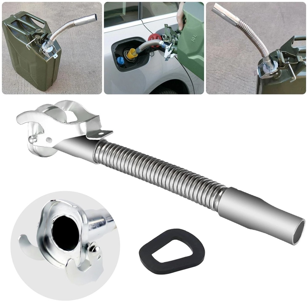 Stainless Steel Long Nose Spout Nozzle Flexible Jerry Can Spout Replacement Universal Fuel Pouring 5