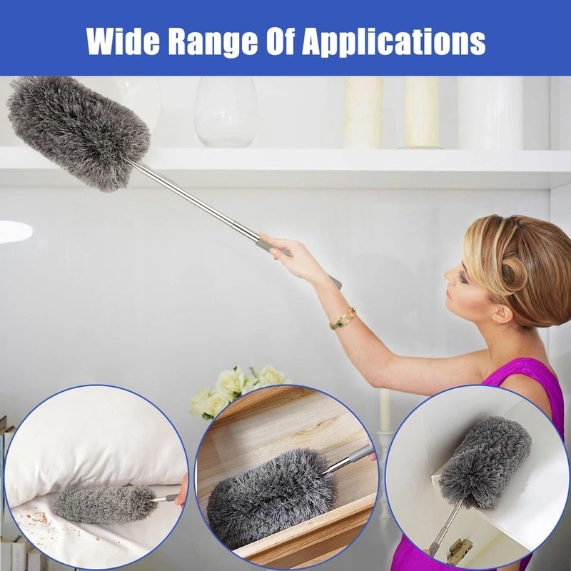 Extendable Adjustable Microfiber Feather Duster Household Cleaning Tool Strong Adsorption Brush 3