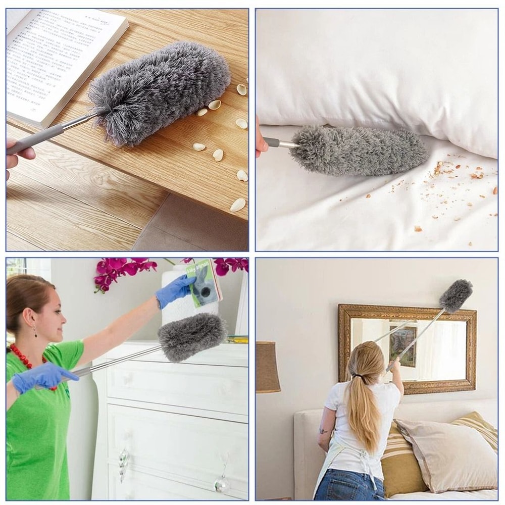 Extendable Adjustable Microfiber Feather Duster Household Cleaning Tool Strong Adsorption Brush 4
