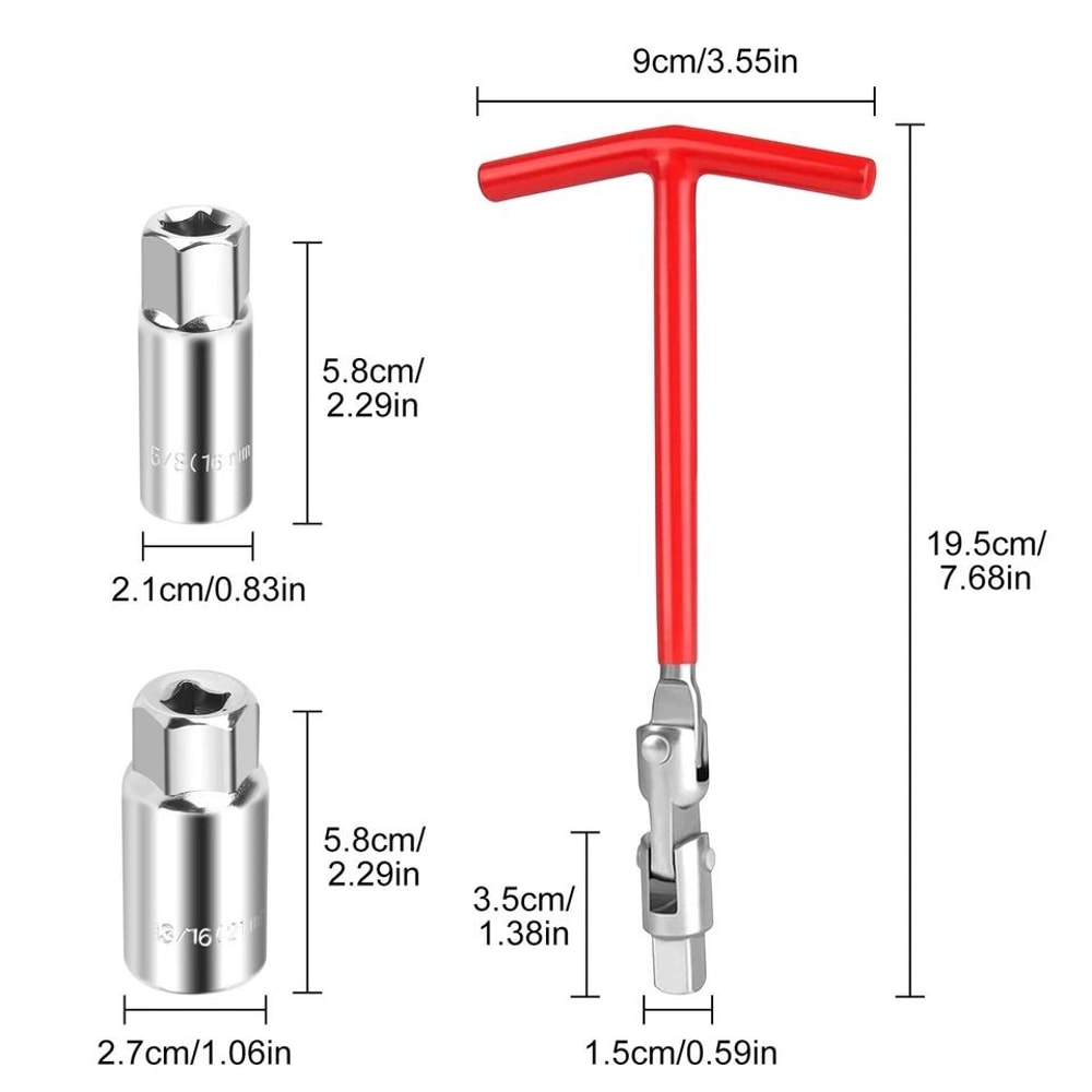 THandle Spark Plug Swivel Removal Tool Carbon Steel Socket Wrench For Car Motorcycle Repair 5