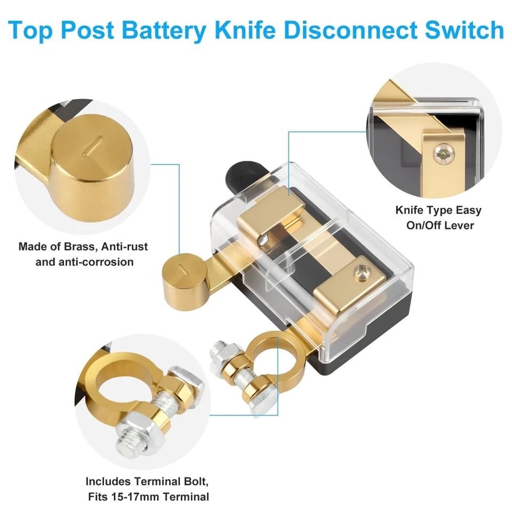 Top Post Switch Isolator Battery CutOff Disconnect For RV Boat Car And OffGrid Systems 3