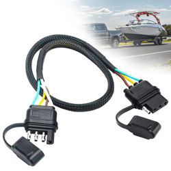 trailer wire extension, awg copper wiring harness, dust-proof plug connector for trailers, atv, boat, and utility use