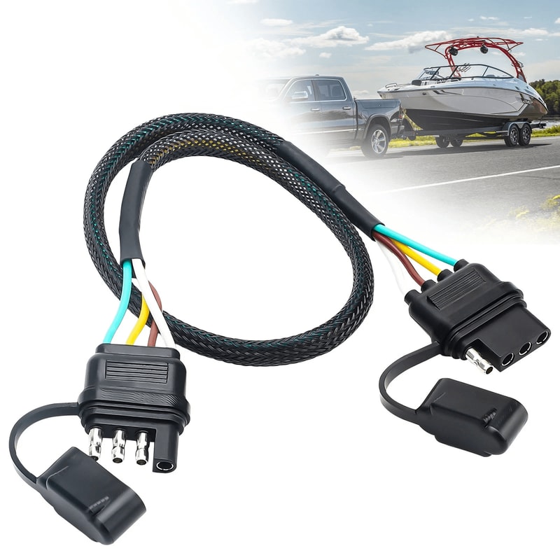 Trailer Wire Extension AWG Copper Wiring Harness DustProof Plug Connector For Trailers ATV Boat And 0