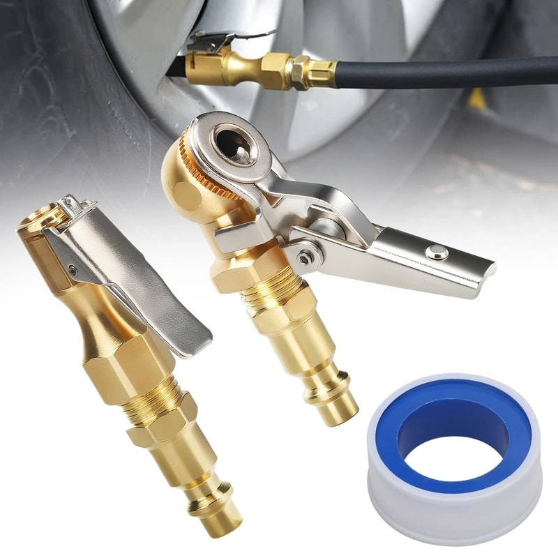 Heavy Duty Brass Air Chuck Quick Connect Locking Clip For HighPressure Tire Inflation 0