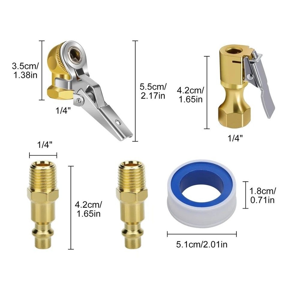Heavy Duty Brass Air Chuck Quick Connect Locking Clip For HighPressure Tire Inflation 6