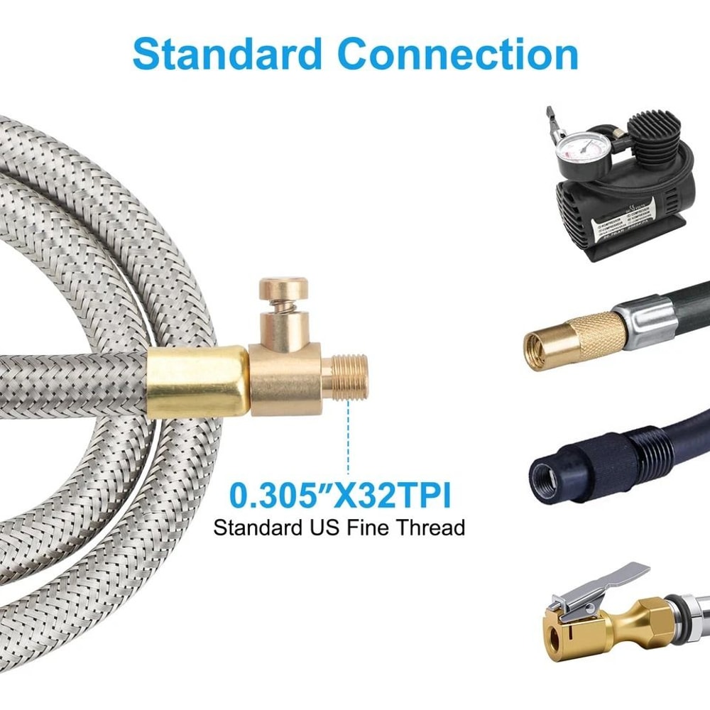 Presta Valve Pump Extension Hose For Car Motorcycle Bicycle Tires Air Inflator Connect Adapter Part 3