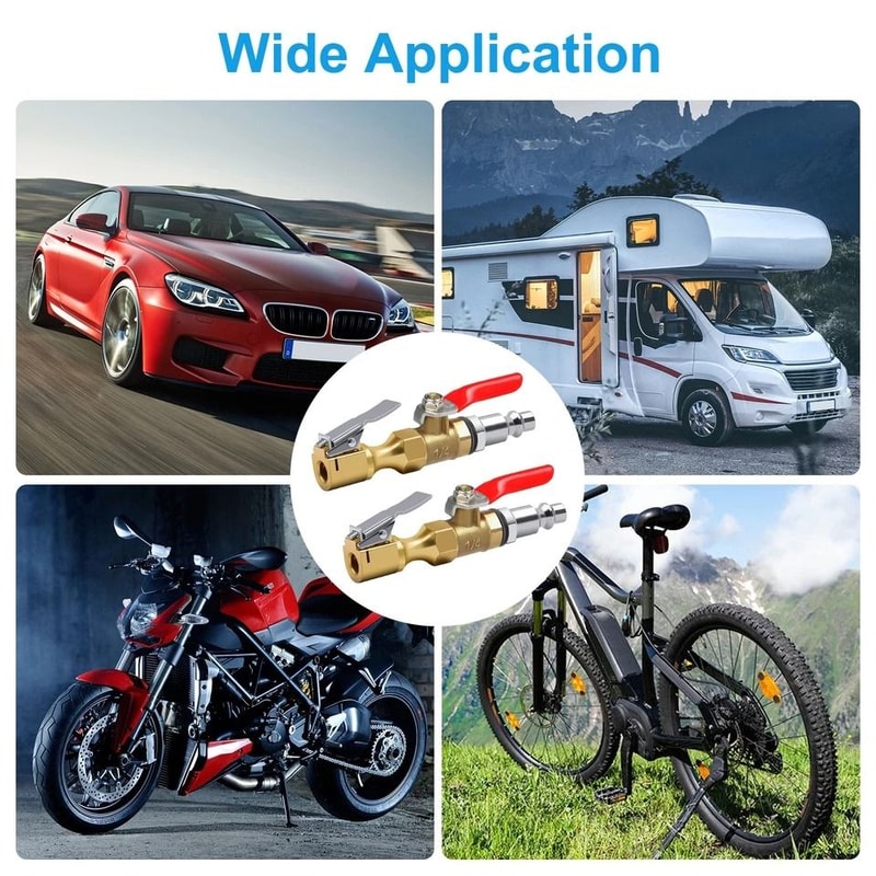 Brass LockOn Air Chuck Tire Inflator Portable Nozzle With NPT Quick Connect Fast Inflate Deflate F 5