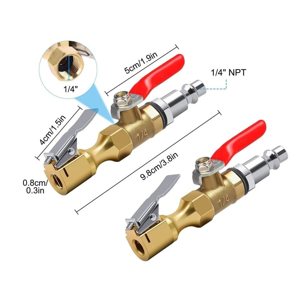 Brass LockOn Air Chuck Tire Inflator Portable Nozzle With NPT Quick Connect Fast Inflate Deflate F 6