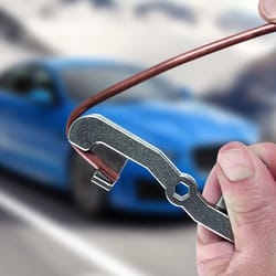 manual brake line tube bender, steel fluid line pipe bender, compact tool for automotive brake repairs