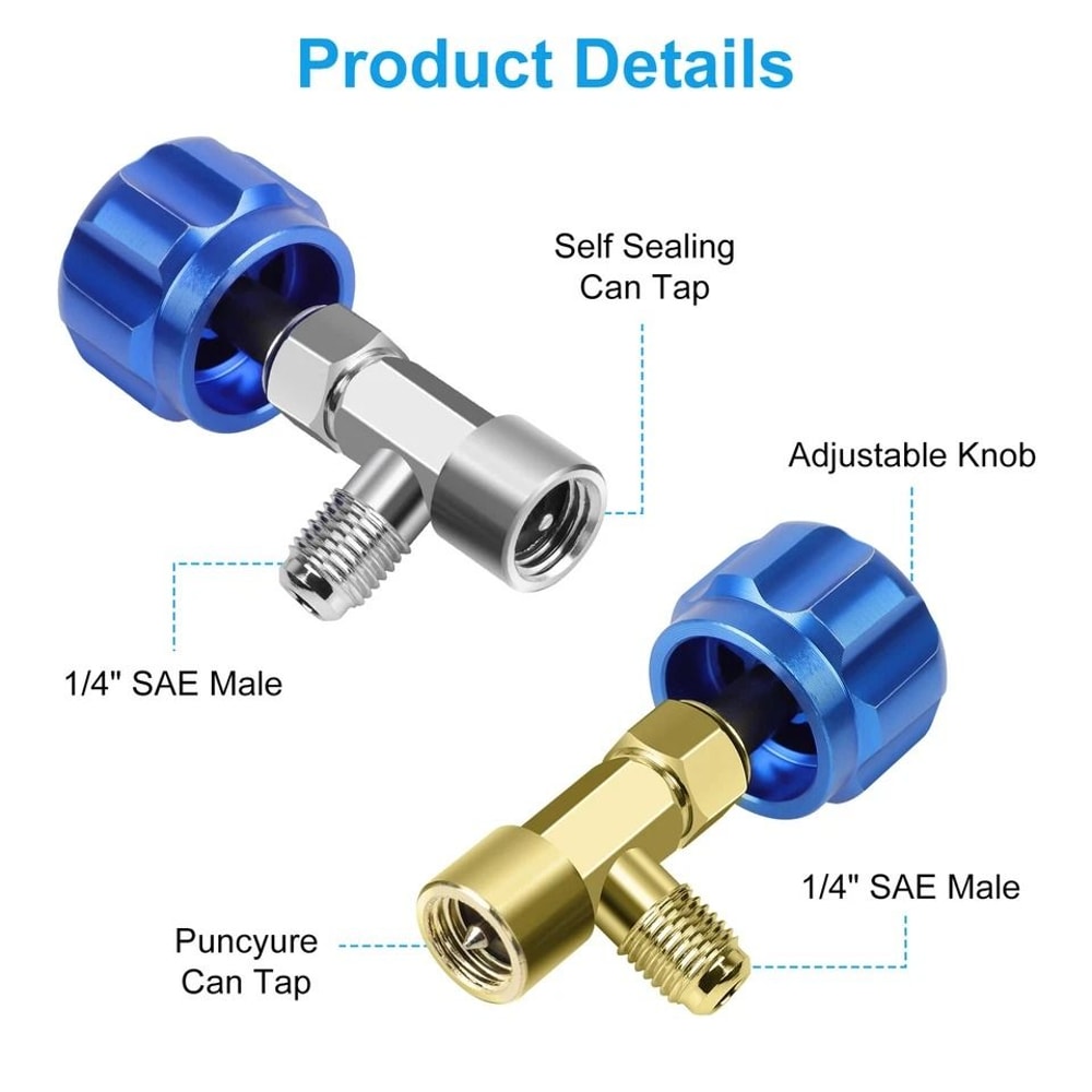 SelfSealing Puncture Can Tap Valve Kit Quick Coupler Adapter Core Remover For Automotive Air Condit 1